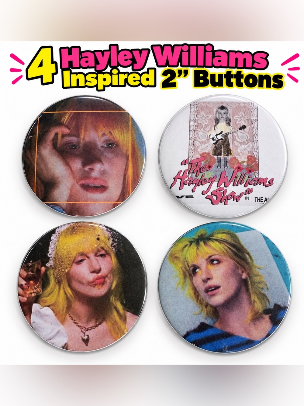 Hayley Williams 2” Pin Button Set - 4 Pack